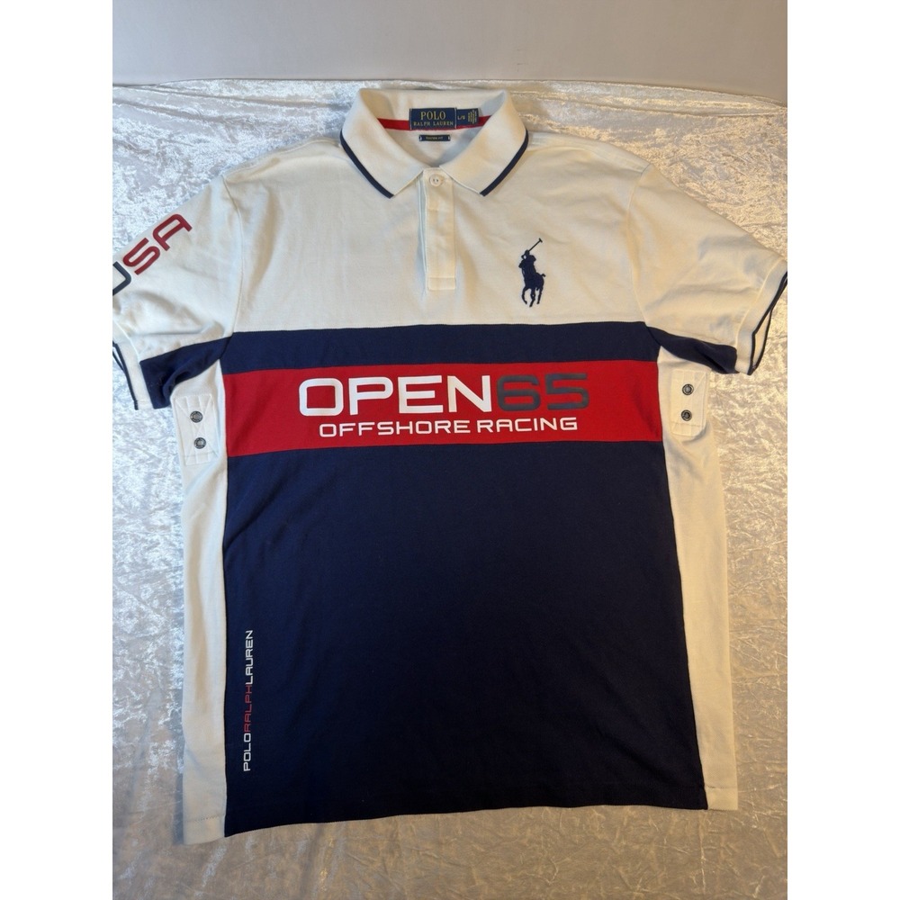 Polo Ralph Lauren Polo Shirt Men L Open 65 Offshore Racing USA Big Pony P15